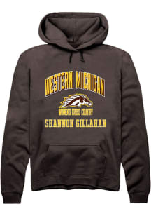 Shannon Gillahan Rally Mens Brown Western Michigan Broncos NIL Arch Logo Hooded Sweatshirt