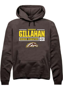 Shannon Gillahan Rally Mens Brown Western Michigan Broncos NIL Stacked Box Hooded Sweatshirt