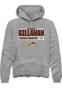 Shannon Gillahan Rally Mens Grey Western Michigan Broncos NIL Stacked Box Hooded Sweatshirt