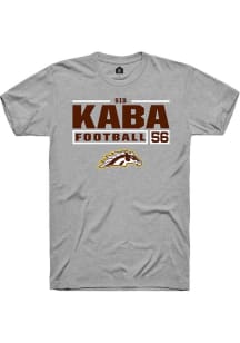 Sid Kaba Grey Western Michigan Broncos NIL Stacked Box Short Sleeve T Shirt