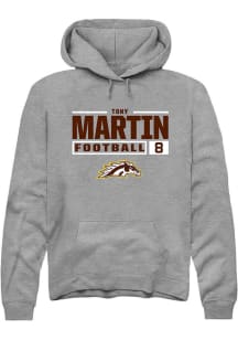 Tony Martin Rally Mens Grey Western Michigan Broncos NIL Stacked Box Hooded Sweatshirt