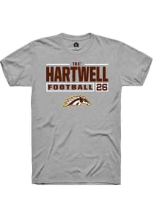 Tre' Hartwell Grey Western Michigan Broncos NIL Stacked Box Short Sleeve T Shirt