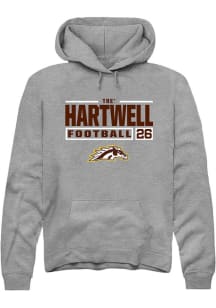 Tre' Hartwell Rally Mens Grey Western Michigan Broncos NIL Stacked Box Hooded Sweatshirt