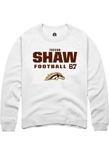 Trevor Shaw Rally Mens White Western Michigan Broncos NIL Stacked Box Crew Sweatshirt