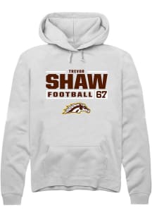 Trevor Shaw Rally Mens White Western Michigan Broncos NIL Stacked Box Hooded Sweatshirt