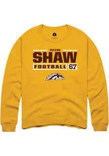 Trevor Shaw Rally Mens Gold Western Michigan Broncos NIL Stacked Box Crew Sweatshirt