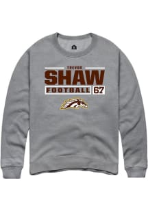 Trevor Shaw Rally Mens Grey Western Michigan Broncos NIL Stacked Box Crew Sweatshirt