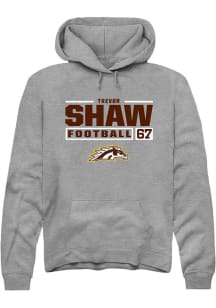 Trevor Shaw Rally Mens Grey Western Michigan Broncos NIL Stacked Box Hooded Sweatshirt