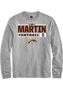 Tony Martin Rally Mens Grey Western Michigan Broncos NIL Stacked Box Tee