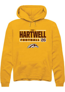 Tre' Hartwell Rally Mens Gold Western Michigan Broncos NIL Stacked Box Hooded Sweatshirt