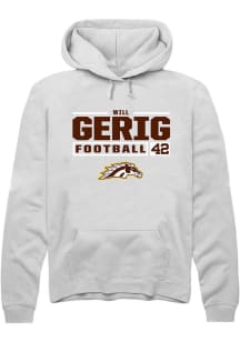 Will Gerig Rally Mens White Western Michigan Broncos NIL Stacked Box Hooded Sweatshirt