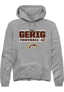 Will Gerig Rally Mens Grey Western Michigan Broncos NIL Stacked Box Hooded Sweatshirt