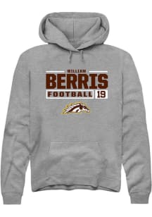 William Berris Rally Mens Grey Western Michigan Broncos NIL Stacked Box Hooded Sweatshirt