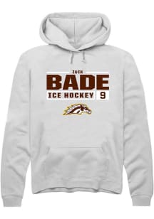 Zach Bade Rally Mens White Western Michigan Broncos NIL Stacked Box Hooded Sweatshirt