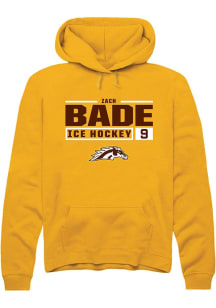 Zach Bade Rally Mens Gold Western Michigan Broncos NIL Stacked Box Hooded Sweatshirt