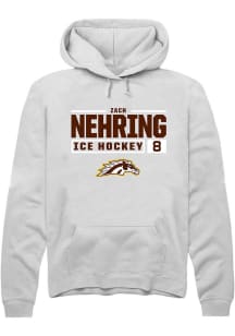 Zach Nehring Rally Mens White Western Michigan Broncos NIL Stacked Box Hooded Sweatshirt