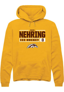 Zach Nehring Rally Mens Gold Western Michigan Broncos NIL Stacked Box Hooded Sweatshirt