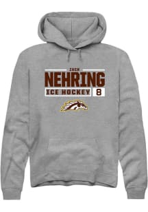 Zach Nehring Rally Mens Grey Western Michigan Broncos NIL Stacked Box Hooded Sweatshirt