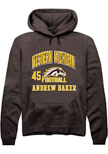 Andrew Baker  Rally Western Michigan Broncos Mens Brown Football NIL Arch Logo Long Sleeve Hoodie