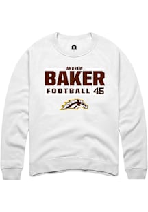 Andrew Baker  Rally Western Michigan Broncos Mens White Football NIL Stacked Box Long Sleeve Crew..