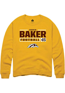 Andrew Baker  Rally Western Michigan Broncos Mens Gold Football NIL Stacked Box Long Sleeve Crew S..