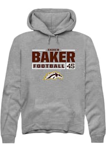 Andrew Baker  Rally Western Michigan Broncos Mens Grey Football NIL Stacked Box Long Sleeve Hoodie