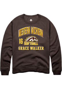 Grace Walker Rally Mens Brown Western Michigan Broncos NIL Arch Logo Crew Sweatshirt