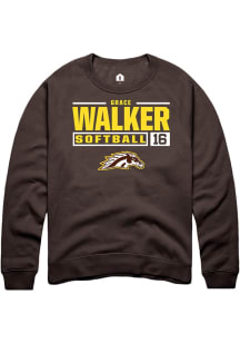 Grace Walker Rally Mens Brown Western Michigan Broncos NIL Stacked Box Crew Sweatshirt