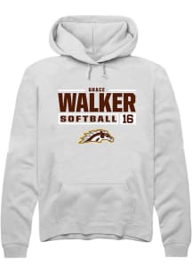 Grace Walker Rally Mens White Western Michigan Broncos NIL Stacked Box Hooded Sweatshirt