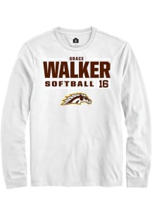 Grace Walker Rally Mens White Western Michigan Broncos NIL Stacked Box Tee