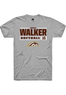 Grace Walker Grey Western Michigan Broncos NIL Stacked Box Short Sleeve T Shirt