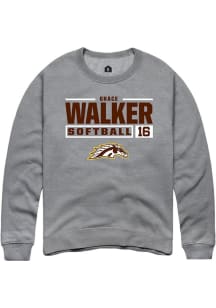 Grace Walker Rally Mens Grey Western Michigan Broncos NIL Stacked Box Crew Sweatshirt