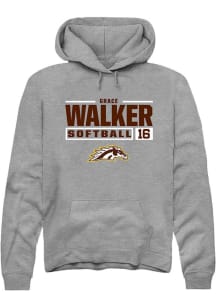 Grace Walker Rally Mens Grey Western Michigan Broncos NIL Stacked Box Hooded Sweatshirt