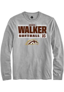 Grace Walker Rally Mens Grey Western Michigan Broncos NIL Stacked Box Tee