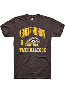 Tate Hallock Brown Western Michigan Broncos NIL Arch Logo Short Sleeve T Shirt