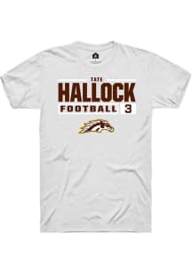 Tate Hallock White Western Michigan Broncos NIL Stacked Box Short Sleeve T Shirt