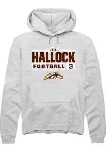 Tate Hallock Rally Mens White Western Michigan Broncos NIL Stacked Box Hooded Sweatshirt