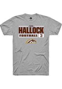 Tate Hallock Grey Western Michigan Broncos NIL Stacked Box Short Sleeve T Shirt