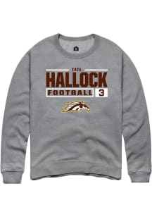 Tate Hallock Rally Mens Grey Western Michigan Broncos NIL Stacked Box Crew Sweatshirt