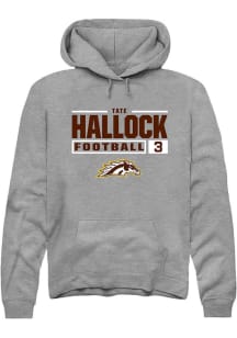 Tate Hallock Rally Mens Grey Western Michigan Broncos NIL Stacked Box Hooded Sweatshirt