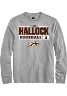 Tate Hallock Rally Mens Grey Western Michigan Broncos NIL Stacked Box Tee