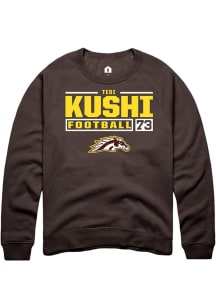 Tedi Kushi Rally Mens Brown Western Michigan Broncos NIL Stacked Box Crew Sweatshirt