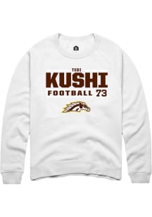 Tedi Kushi Rally Mens White Western Michigan Broncos NIL Stacked Box Crew Sweatshirt