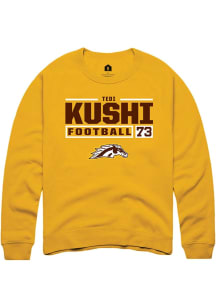 Tedi Kushi Rally Mens Gold Western Michigan Broncos NIL Stacked Box Crew Sweatshirt