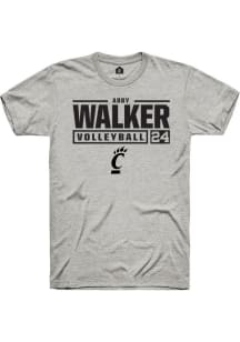 Abby Walker Ash Cincinnati Bearcats NIL Stacked Box Short Sleeve T Shirt