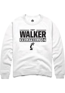 Abby Walker Rally Mens White Cincinnati Bearcats NIL Stacked Box Crew Sweatshirt