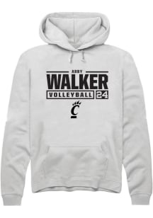 Abby Walker Rally Mens White Cincinnati Bearcats NIL Stacked Box Hooded Sweatshirt