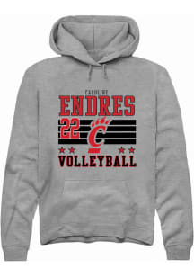 Caroline Endres Rally Mens Grey Cincinnati Bearcats NIL Striped Hooded Sweatshirt