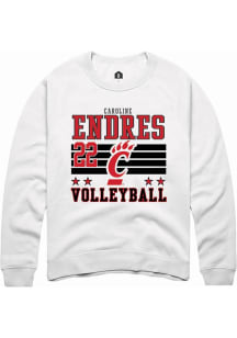 Caroline Endres Rally Mens White Cincinnati Bearcats NIL Striped Crew Sweatshirt