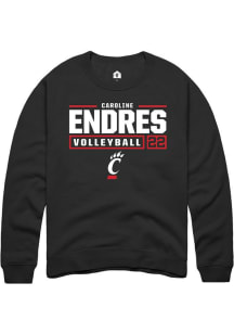 Caroline Endres Rally Mens Black Cincinnati Bearcats NIL Stacked Box Crew Sweatshirt